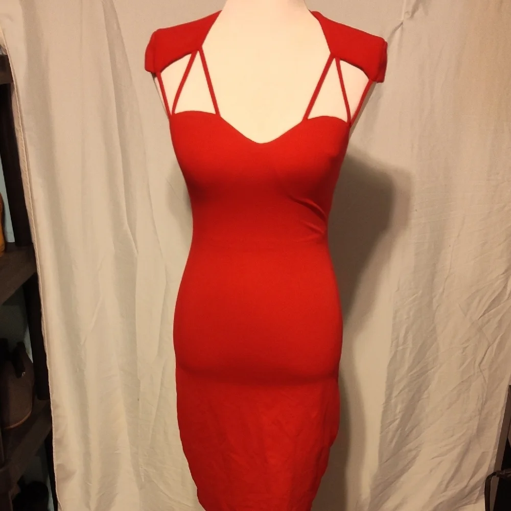 Guess Red cap-sleeve strappy dress size S - Picture 1 of 9